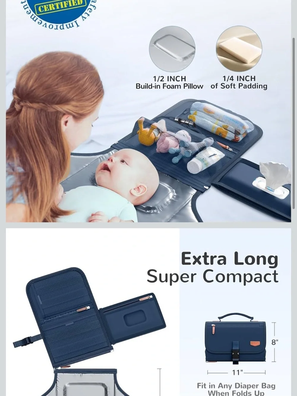 Alatino Navy Baby Changing Pad Messenger Style Bag Everyday Urban Carry